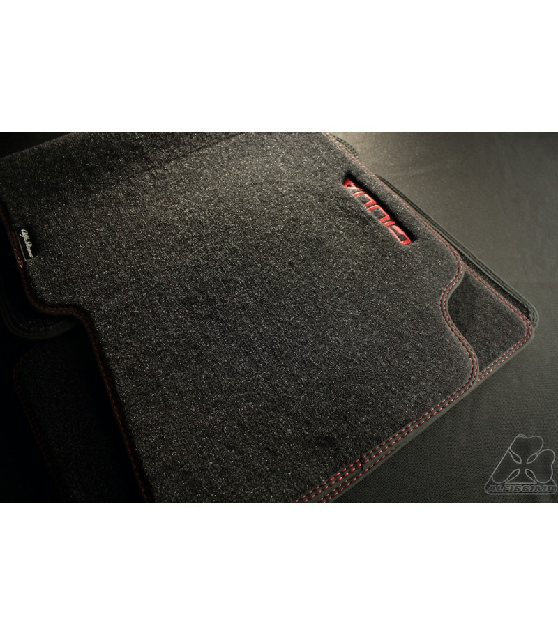 OEM Velour Floor Mat Set- Giulia RWD- RED with Red Stitch
