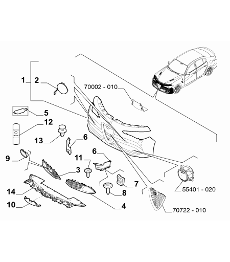 Front bumper lower Insert- Base Bumper (Giulia)